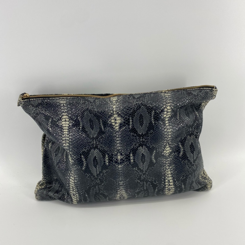 Claire V. Embossed Snakeskin Clutch